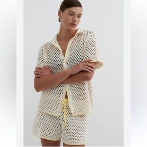 BLANCA Connie crochet SET button down+shorts